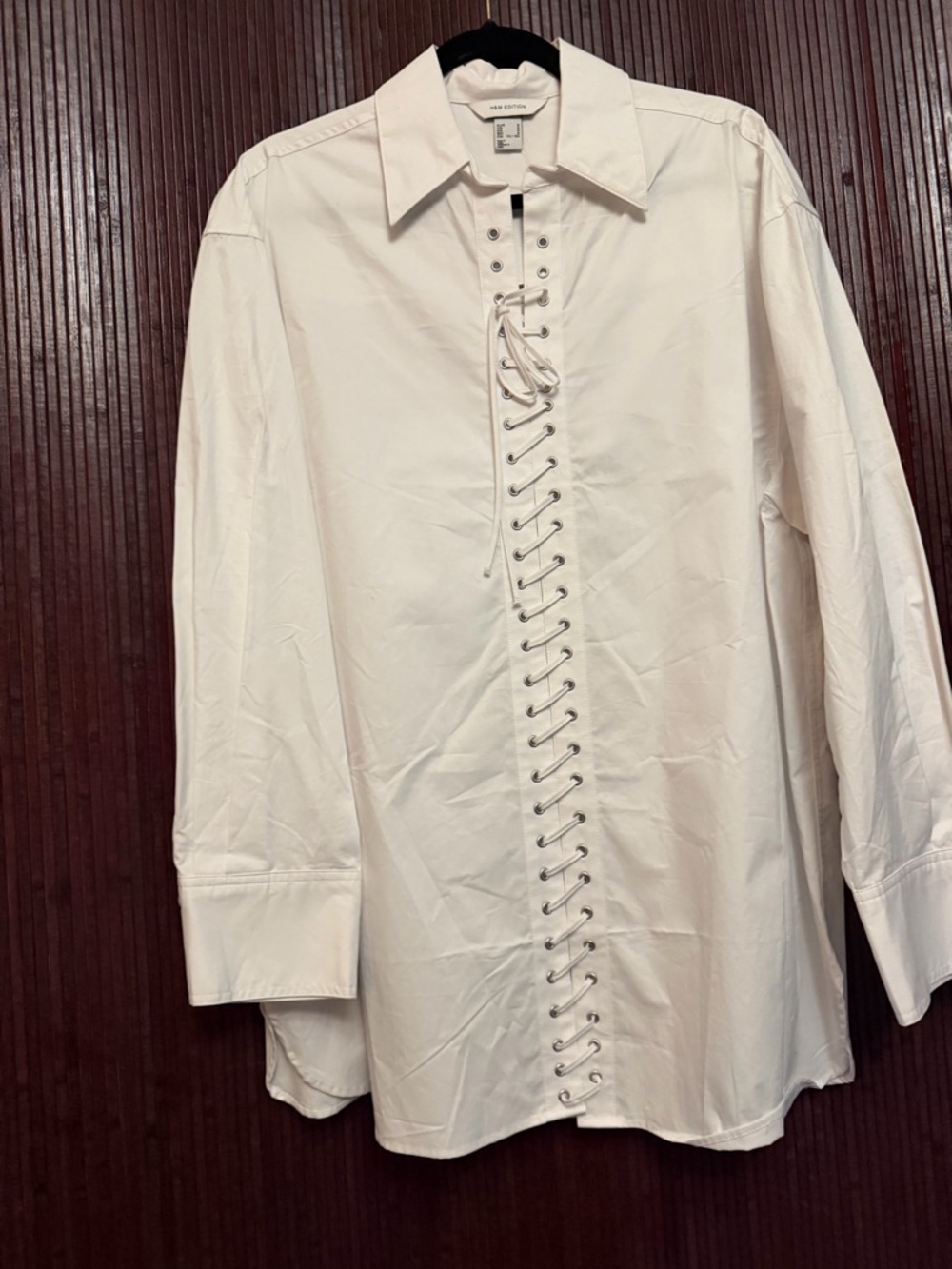 H&M Edition White Lace-Up Oversized Shirt  or Dress Size M